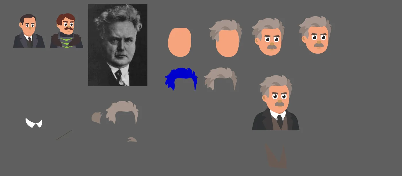 Proces ilustrace Viktora Dyka — od reference přes vrstvy vlasů a obličeje po finální portrét
